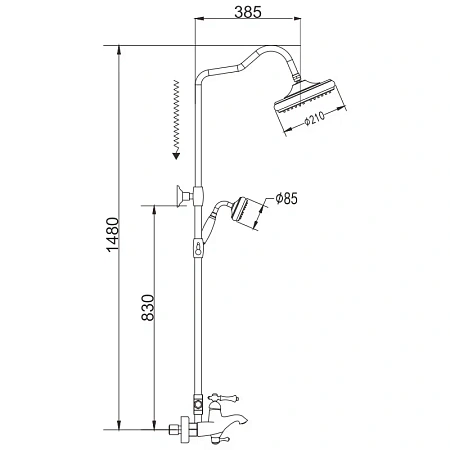 Душевая система Rose R0136 хром Душевая система Rose R0136 хром