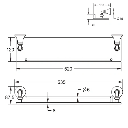 Полка Rose RG1219 хром Полка Rose RG1219 хром