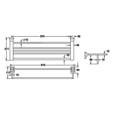 Полотенцедержатель Rose RG1608H черный Полотенцедержатель Rose RG1608H черный