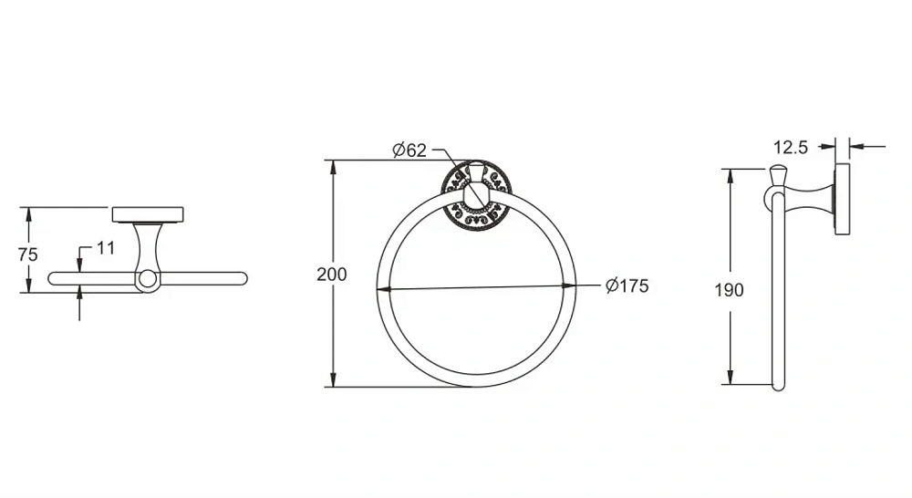 Полотенцедержатель Rose RG1006Q бронза — Изображение 2