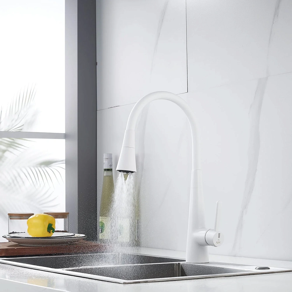 Смеситель для кухни Rose R213C с гибким изливом, белый — Изображение 13
