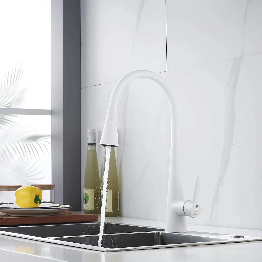 Смеситель для кухни Rose R213C с гибким изливом, белый — Изображение 16