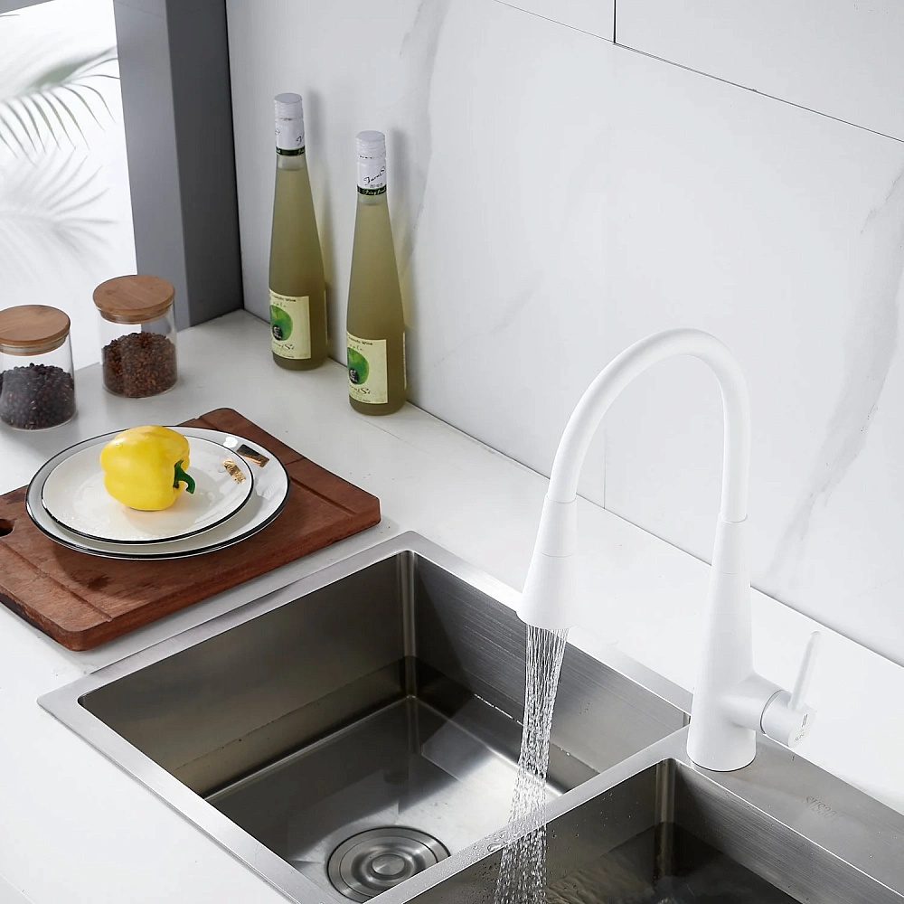 Смеситель для кухни Rose R213C с гибким изливом, белый — Изображение 17