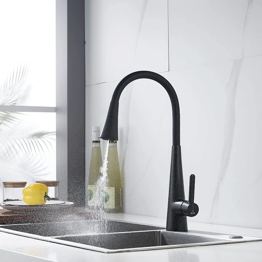Смеситель для кухни Rose R213H с гибким изливом, черный — Изображение 17