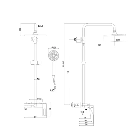 Душевая система Savol S-009045Q графит Душевая система Savol S-009045Q графит