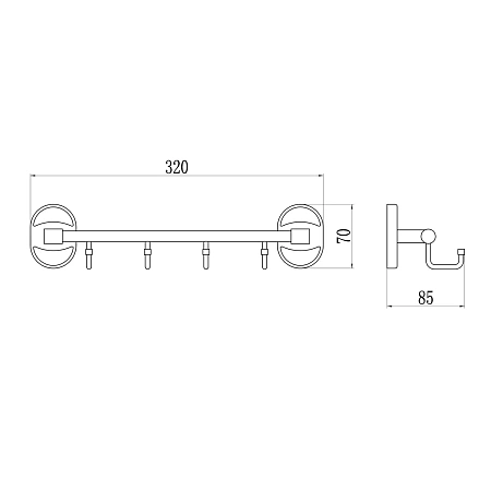 Крючок Savol S-008204-1 хром Крючок Savol S-008204-1 хром