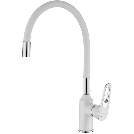Смеситель для кухни Savol S-600606AW с гибким изливом, хром/белый Смеситель для кухни Savol S-600606AW с гибким изливом, хром/белый
