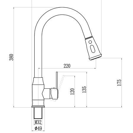 Смеситель для кухни Savol S-002805A с выдвижным изливом, хром Смеситель для кухни Savol S-002805A с выдвижным изливом, хром
