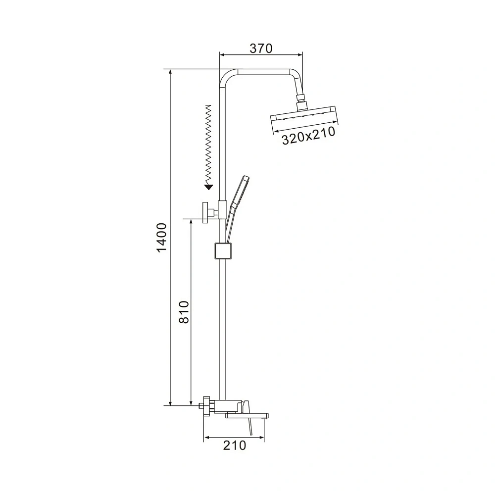 Душевая система Shevanik S6826T оружейная сталь — Изображение 2