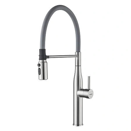 Смеситель для кухни Shevanik S123L-9 с гибким изливом, сатин
