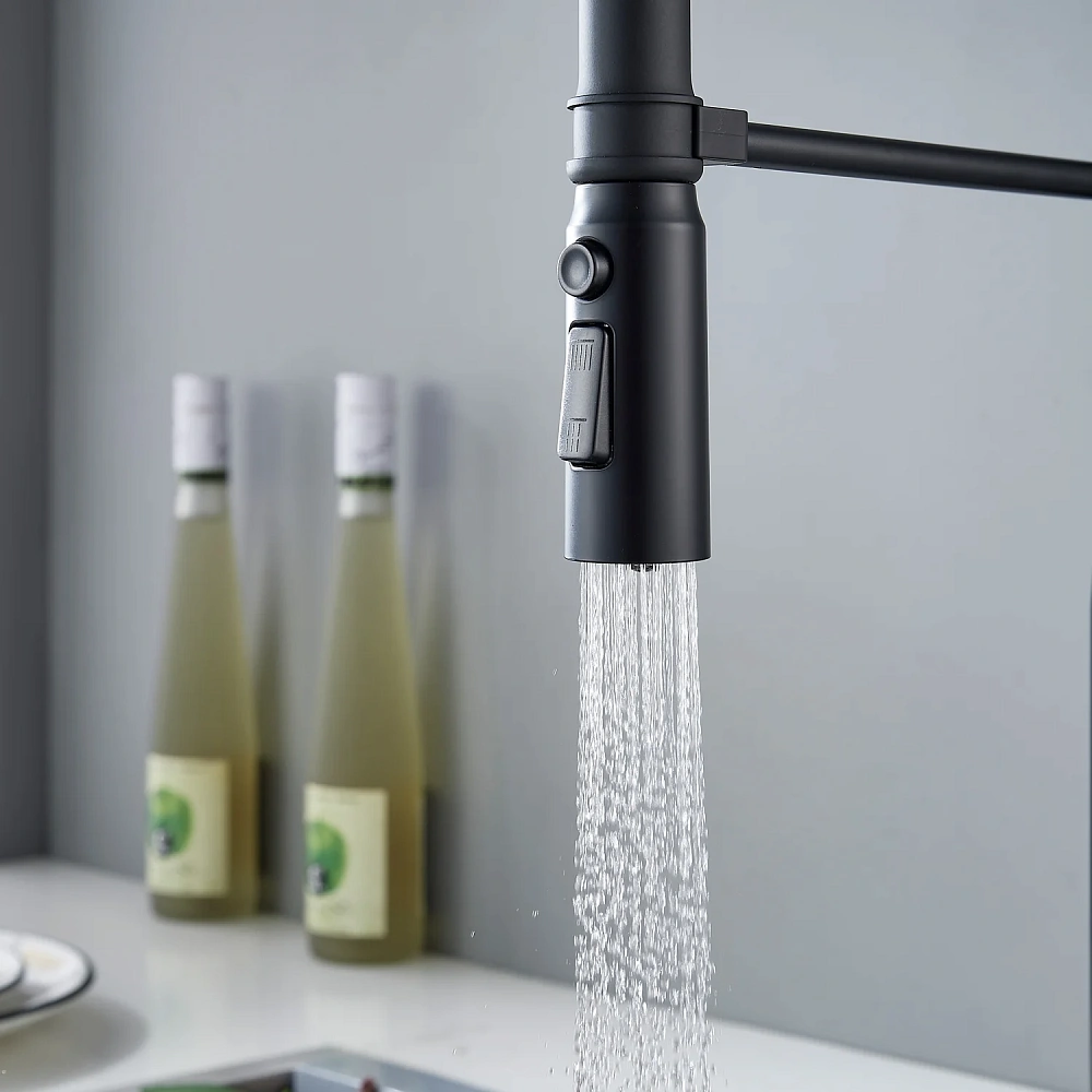 Смеситель для кухни Shevanik S123H-3 с гибким изливом, черный — Изображение 17