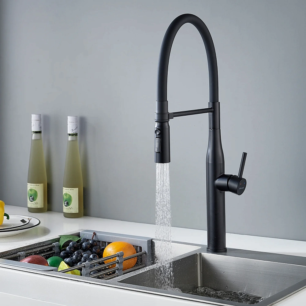 Смеситель для кухни Shevanik S123H-3 с гибким изливом, черный — Изображение 18