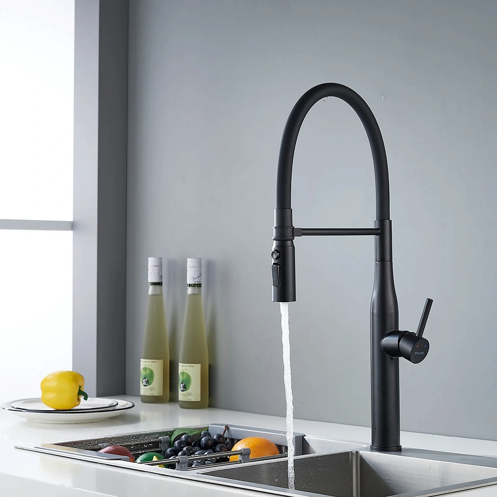 Смеситель для кухни Shevanik S123H-3 с гибким изливом, черный — Изображение 22