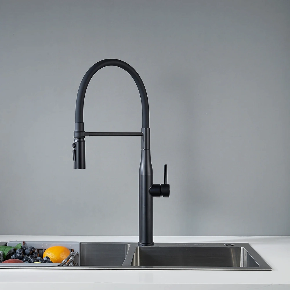 Смеситель для кухни Shevanik S123H-3 с гибким изливом, черный — Изображение 25