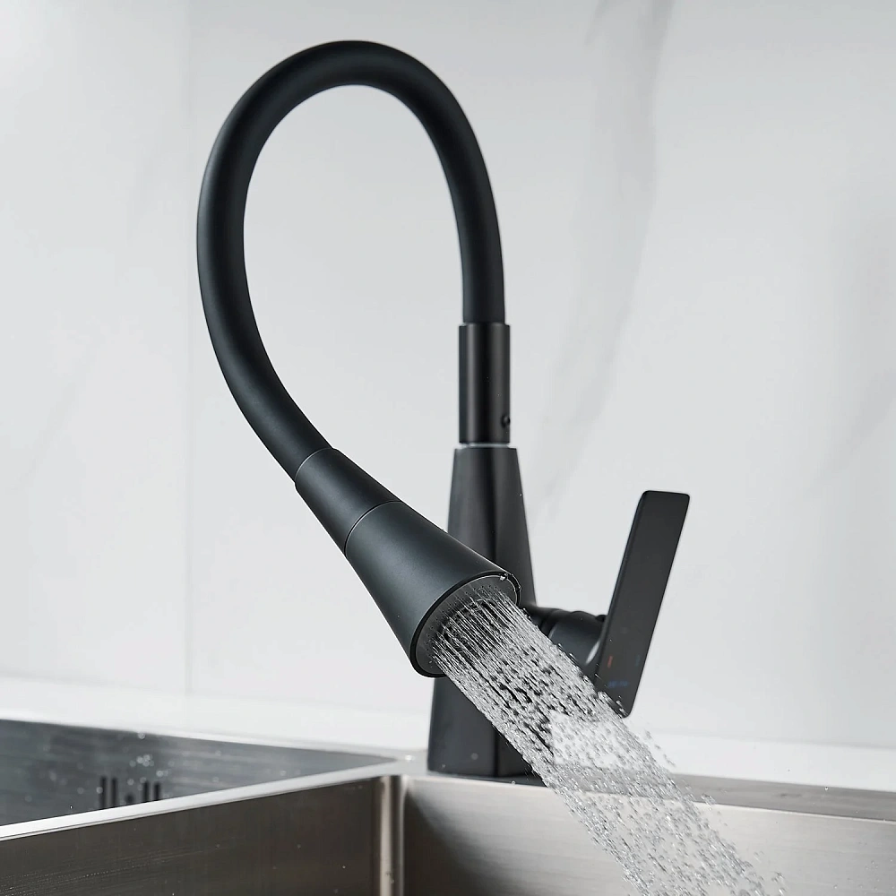 Смеситель для кухни Shevanik S543H-3 с гибким изливом, черный — Изображение 8
