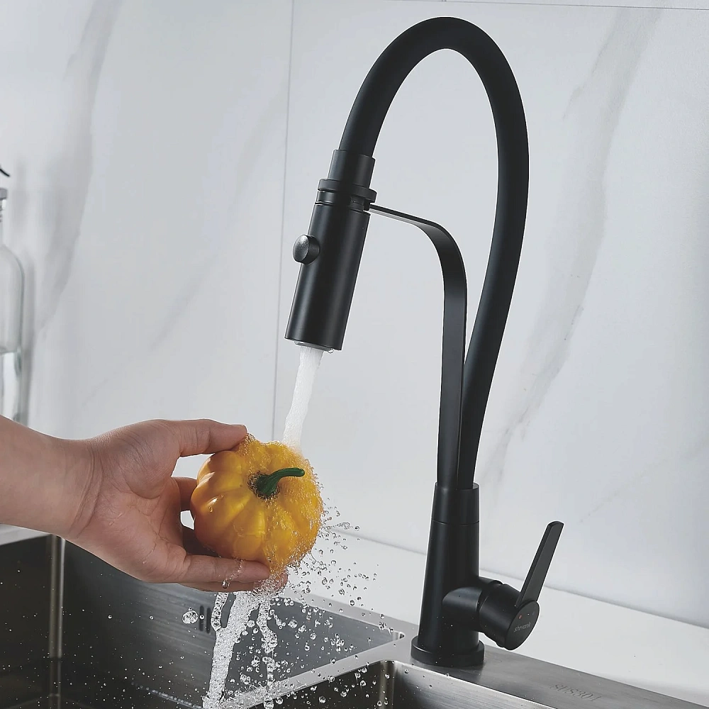 Смеситель для кухни Shevanik S943H-3 с гибким изливом, черный — Изображение 12