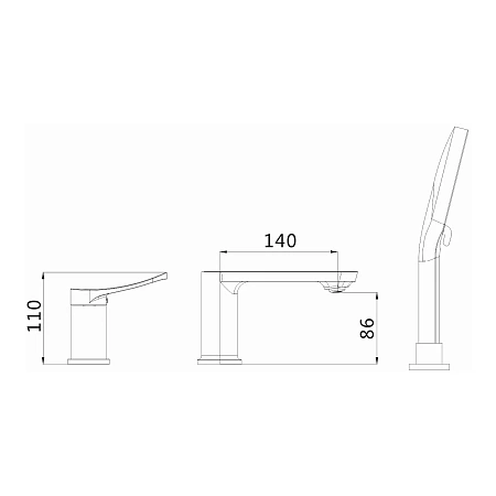Смеситель на борт ванны Shevanik S4312T оружейная сталь Смеситель на борт ванны Shevanik S4312T оружейная сталь