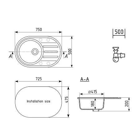 Кухонная мойка Ulgran Quartz Nora 750-07 уголь Кухонная мойка Ulgran Quartz Nora 750-07 уголь