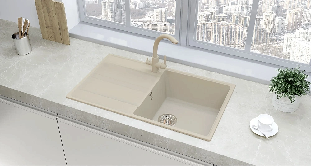 Кухонная мойка Ulgran Quartz Prima 850-02 лен — Изображение 3