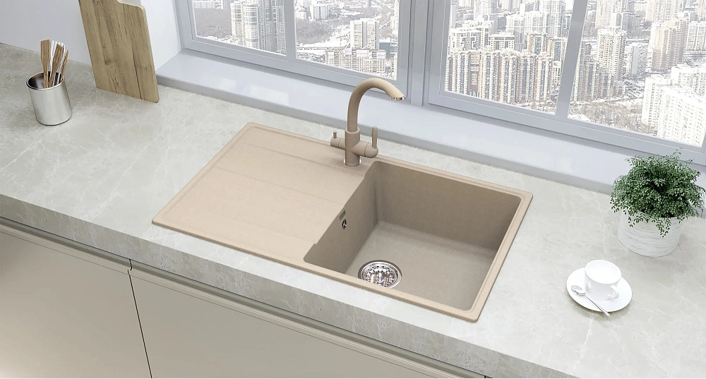 Кухонная мойка Ulgran Quartz Prima 850-03 десерт — Изображение 3