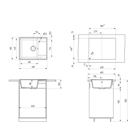Кухонная мойка Ulgran Quartz Prima 605-10 песок Кухонная мойка Ulgran Quartz Prima 605-10 песок