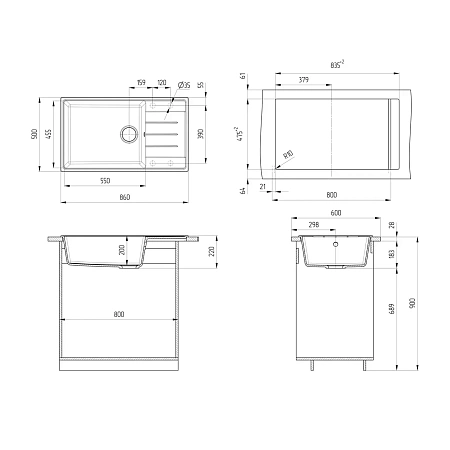 Кухонная мойка Ulgran Quartz Prima 860-10 песок Кухонная мойка Ulgran Quartz Prima 860-10 песок