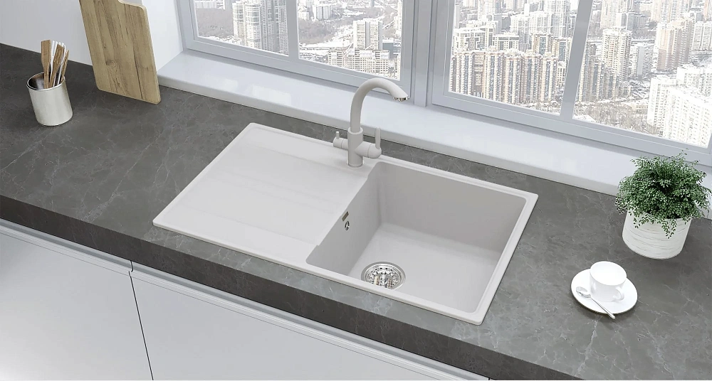 Кухонная мойка Ulgran Quartz Prima 850-04 платина — Изображение 3