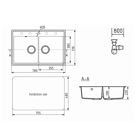Кухонная мойка Ulgran Quartz Ruma 780-05 бетон Кухонная мойка Ulgran Quartz Ruma 780-05 бетон