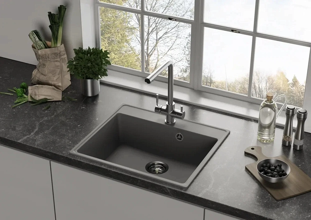 Кухонная мойка Ulgran Quartz Forte 580-05 бетон — Изображение 3