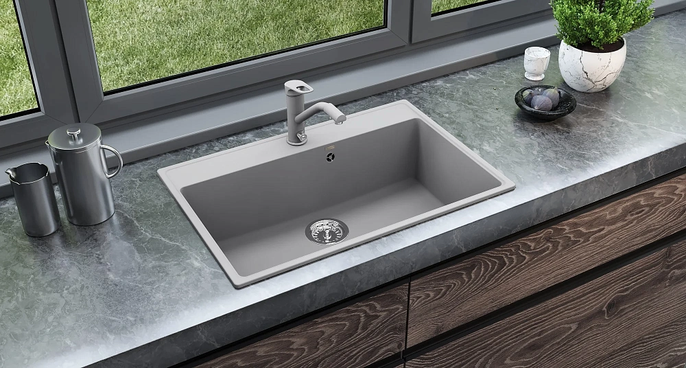 Кухонная мойка Ulgran Quartz Forte 760-05 бетон — Изображение 3
