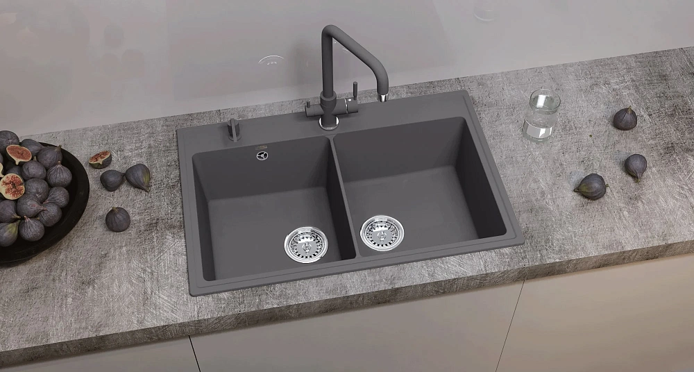 Кухонная мойка Ulgran Quartz Ruma 780-09 мокрый асфальт — Изображение 3