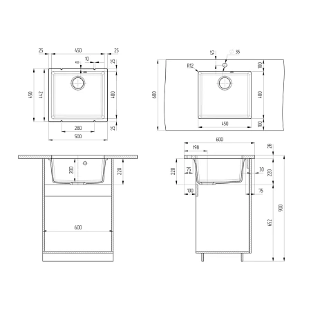 Кухонная мойка Ulgran Quartz Under 450-10 песок Кухонная мойка Ulgran Quartz Under 450-10 песок