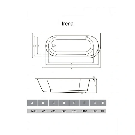 Акриловая ванна Vayer Irena Гл000026131 левосторонняя 170х72 Акриловая ванна Vayer Irena Гл000026131 левосторонняя 170х72