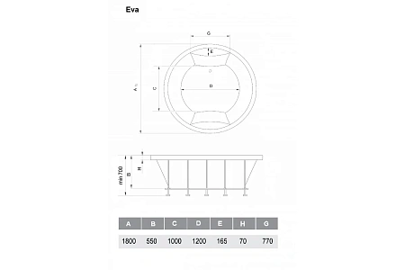 Акриловая ванна Vayer Eva Гл000025681 180x180 Акриловая ванна Vayer Eva Гл000025681 180x180