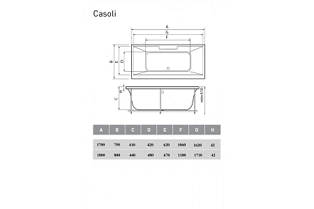 Акриловая ванна Vayer Casoli Гл000006808 180x80 Акриловая ванна Vayer Casoli Гл000006808 180x80