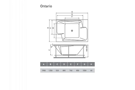 Акриловая ванна Vayer Ontario Гл000006815 190x125 Акриловая ванна Vayer Ontario Гл000006815 190x125