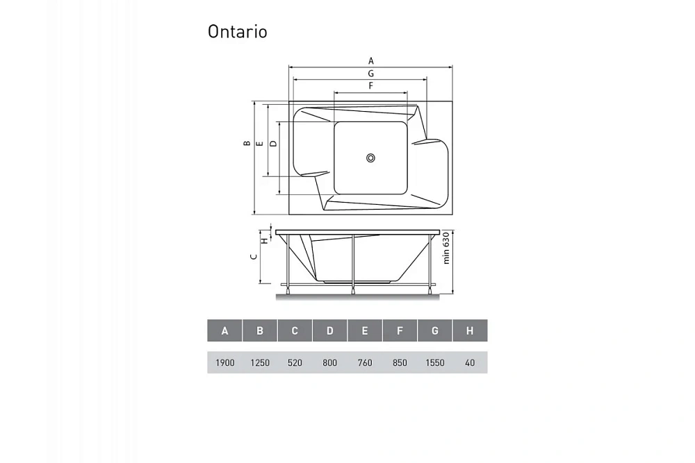 Акриловая ванна Vayer Ontario Гл000006815 190x125 — Изображение 2