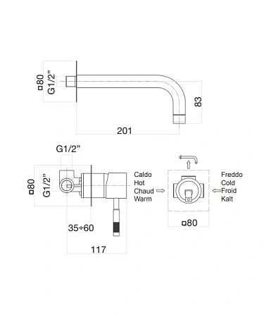 Смеситель для раковины Webert Rimini RI830605010 золото Смеситель для раковины Webert Rimini RI830605010 золото