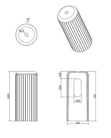 Пьедестал Boheme GLOW 810-BASE-RIB-G-C полиэфирный рифленый COFFEE Пьедестал Boheme GLOW 810-BASE-RIB-G-C полиэфирный рифленый COFFEE