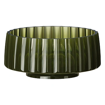 Раковина Boheme GLOW 810-RIB-G-OL накладная, круглая рифленая, полиэфирная TRANSPARENT OLIVE