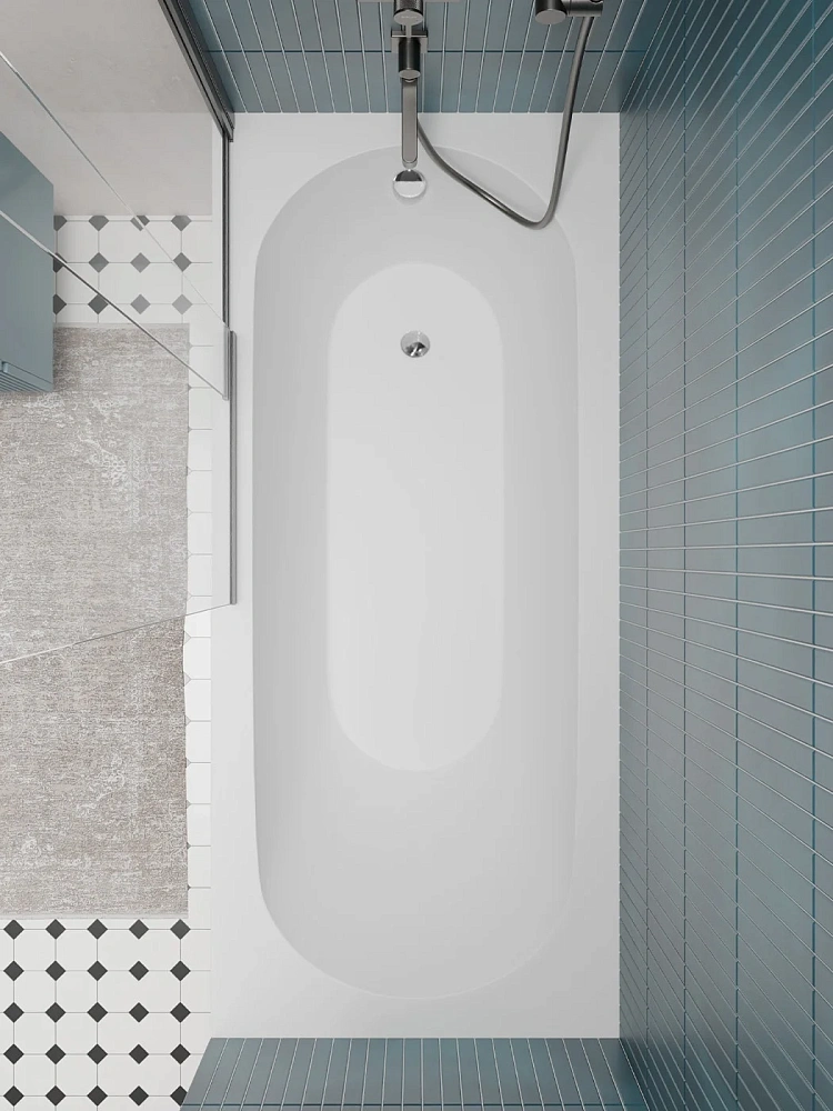 Ванна из искусственного камня BelBagno BB-DELTA-170-75-46-MR-W-MATT-LEG-SET встраиваемая, в комплекте с ножками — Изображение 7