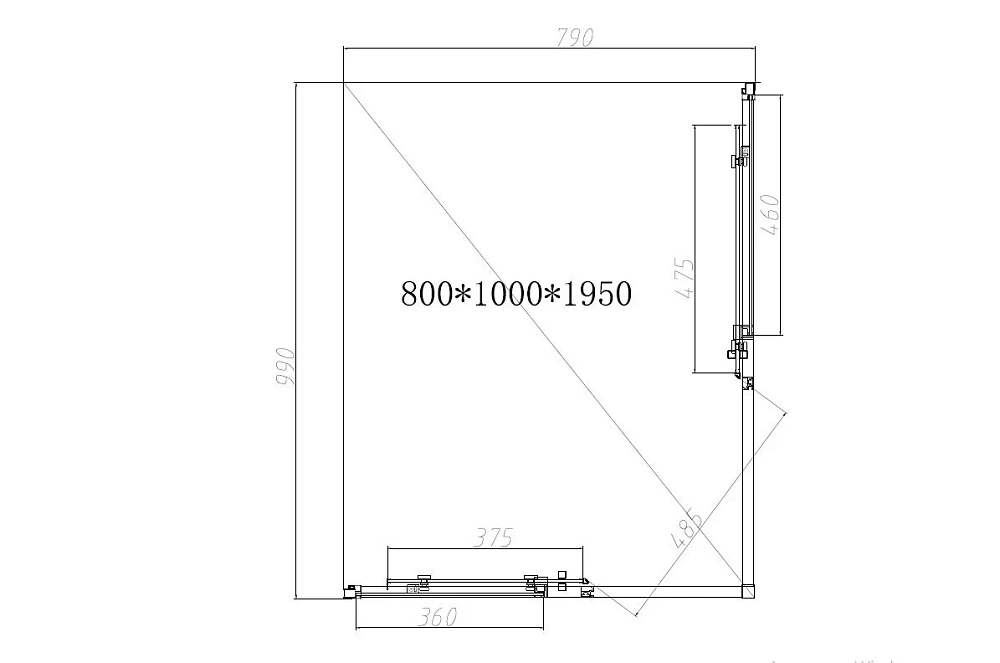 Душевой уголок Vincea Slim-N VSS-4SN8010CGGM 1000x800 вороненая сталь, стекло тонированное — Изображение 6