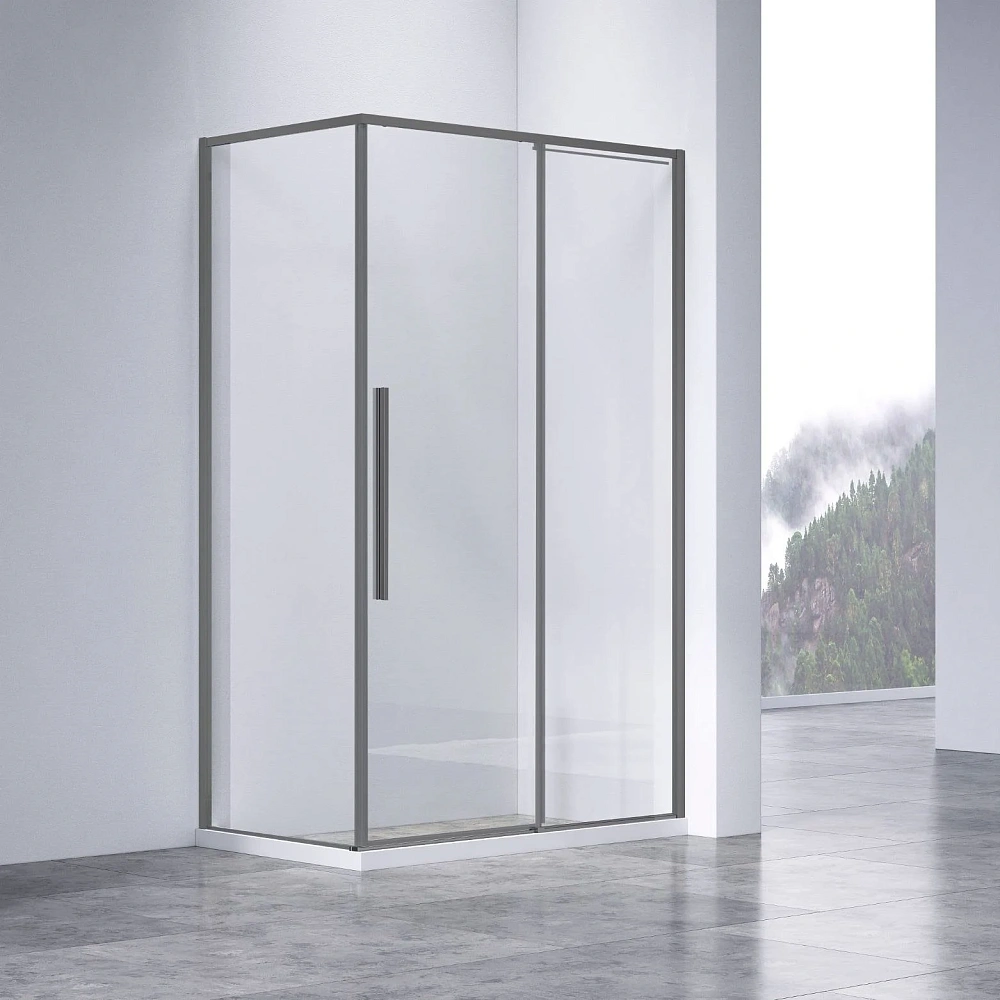 Душевой уголок Vincea Slim-N VSR-4SN8010CLGM 1000x800 вороненая сталь, стекло прозрачное — Изображение 1