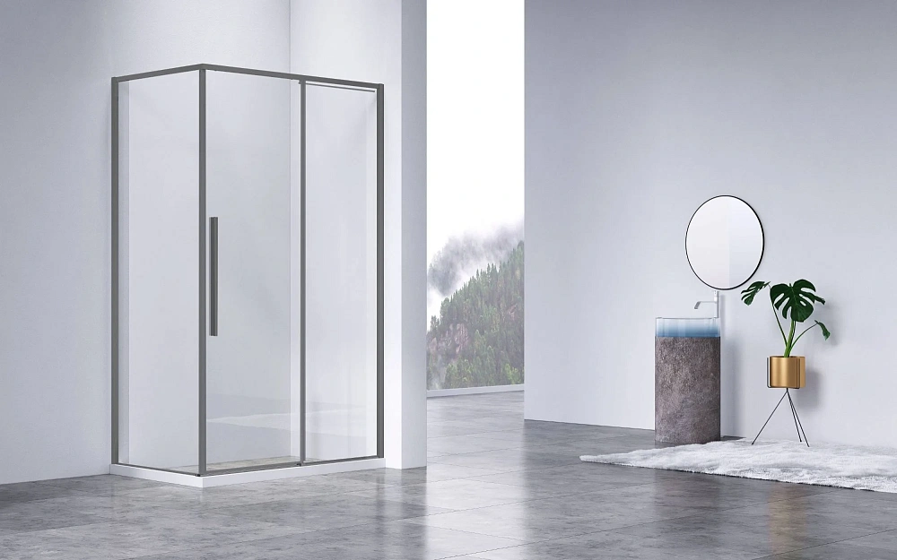 Душевой уголок Vincea Slim-N VSR-4SN8010CLGM 1000x800 вороненая сталь, стекло прозрачное — Изображение 2