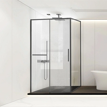 Душевой уголок Vincea Слим Софт (Slim Soft) VSR-1SS8010CLGM 1000x800 вороненая сталь, стекло прозрачное