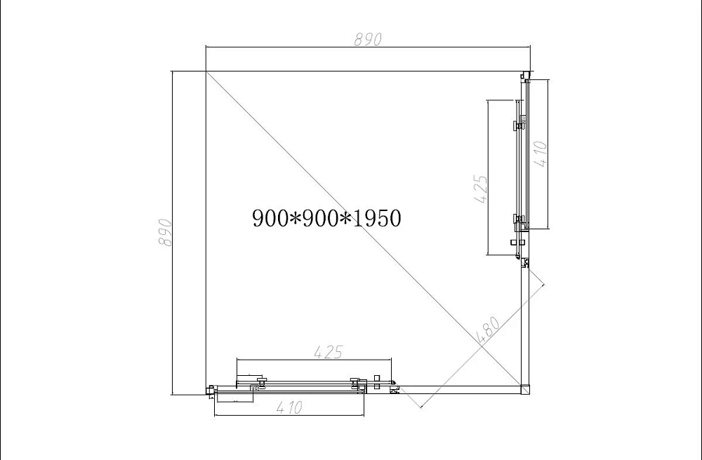 Душевой уголок Vincea Slim-N VSS-4SN900CGGM 900x900 вороненая сталь, стекло тонированное — Изображение 6