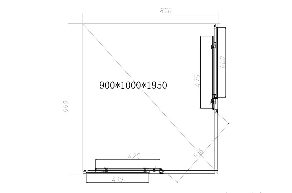 Душевой уголок Vincea Slim-N VSS-4SN9010CGGM 1000x900 вороненая сталь, стекло тонированное — Изображение 6