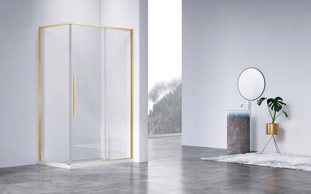 Душевой уголок Vincea Slim-N VSR-4SN9010CLG 1000x900 брашированное золото, стекло прозрачное — Изображение 2