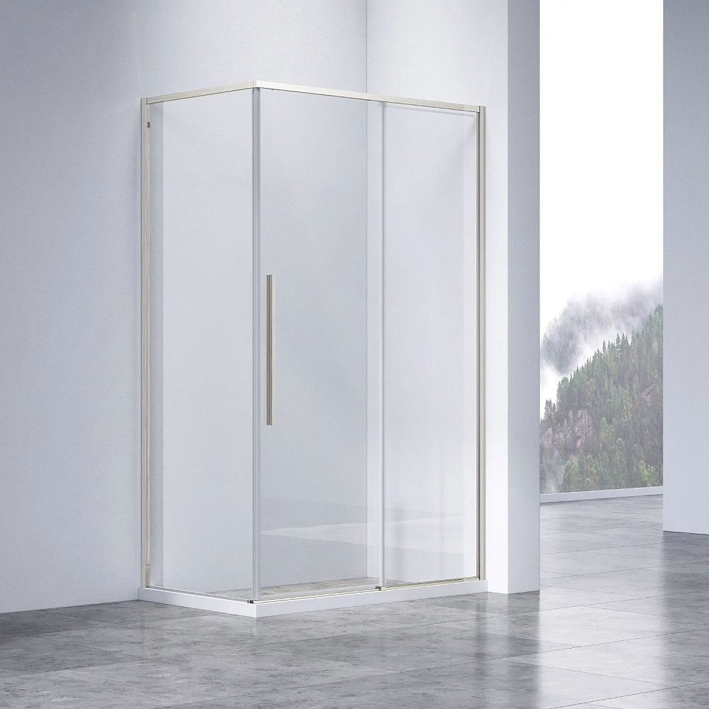 Душевой уголок Vincea Slim-N VSR-4SN9012CLBN 1200x900 брашированный никель, стекло прозрачное — Изображение 1