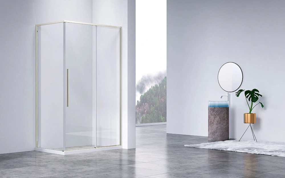 Душевой уголок Vincea Slim-N VSR-4SN9012CLBN 1200x900 брашированный никель, стекло прозрачное — Изображение 2